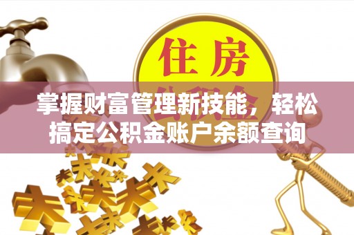 沂水掌握财富管理新技能，轻松搞定公积金账户余额查询
